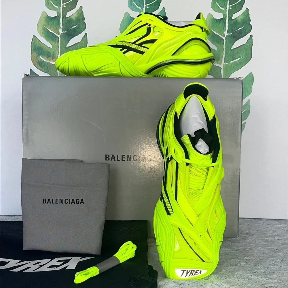 Balenciaga Tyrex Sneakers in Neon Yellow and Black - Picture 2 of 15